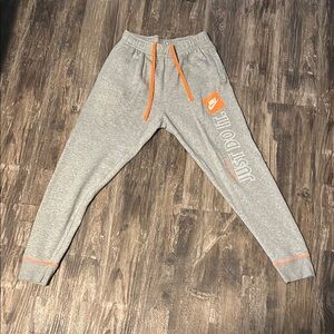 Nike Heather Gray Joggers with Bright Orange Details